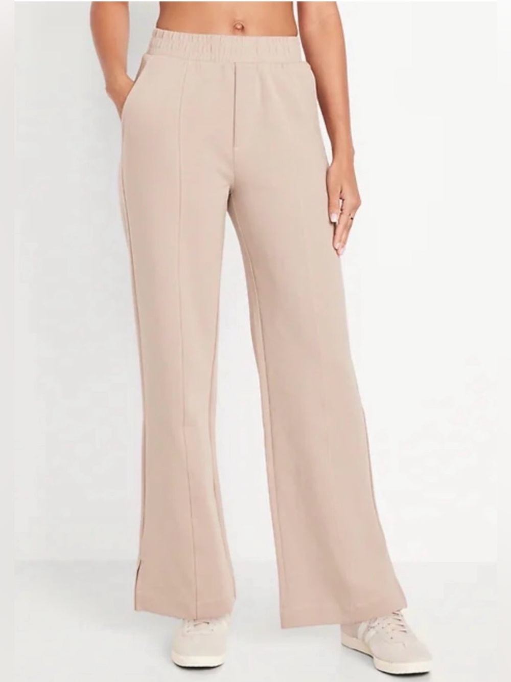 Old Navy Dynamic Fleece Tan Wide Leg Seamed Sweatpants